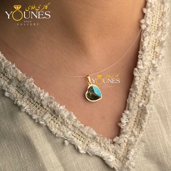 آویز طلا سواروسکی قلبی سبز روشن